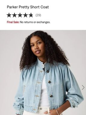 Levis Parker Pretty Short Coat - Light Wash Blue Denim